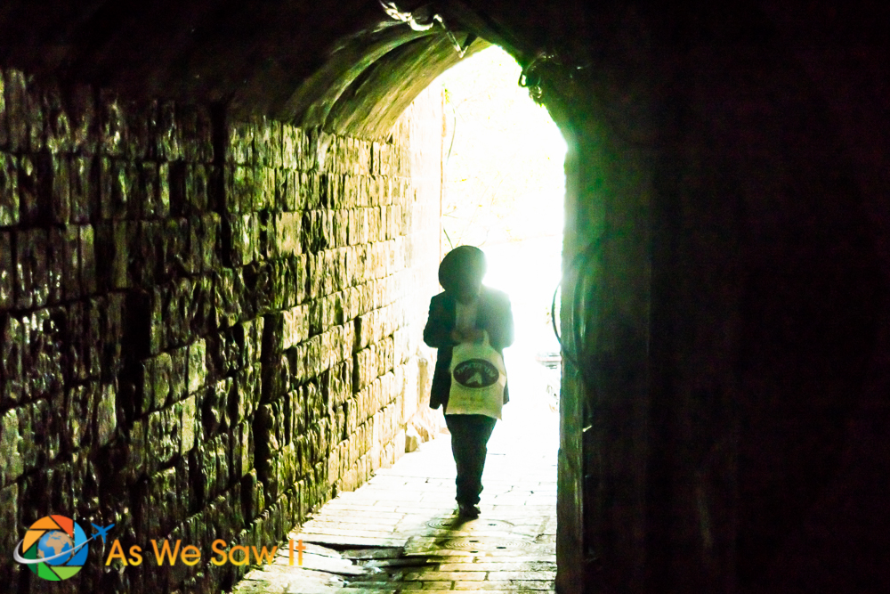 This Jewish man was coming through a tunnel headed to the Western Wall for prayer.