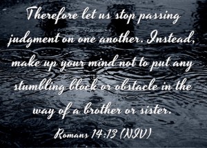 stumbling block bible verse, romans 14:13